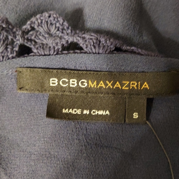 NWT BCBGMaxAzria Blue Sheer Silk Chiffon Top "Defect" 3/4 Sleeves Long Top S - Picture 8 of 9
